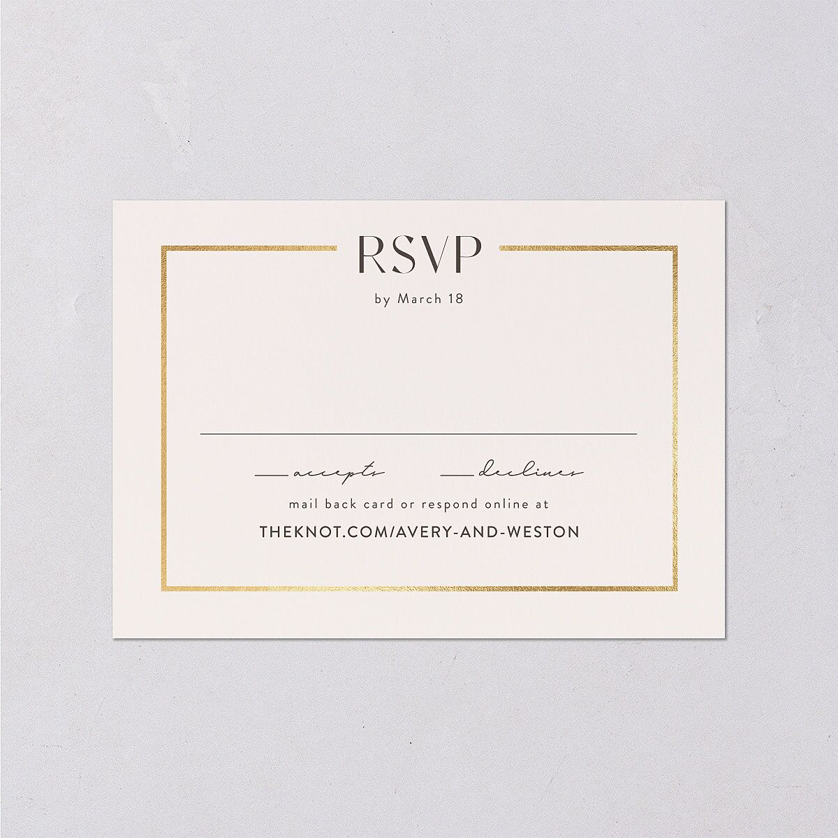 Monogram Arch Foil Wedding Response Cards Gold Champagne Signature Standard