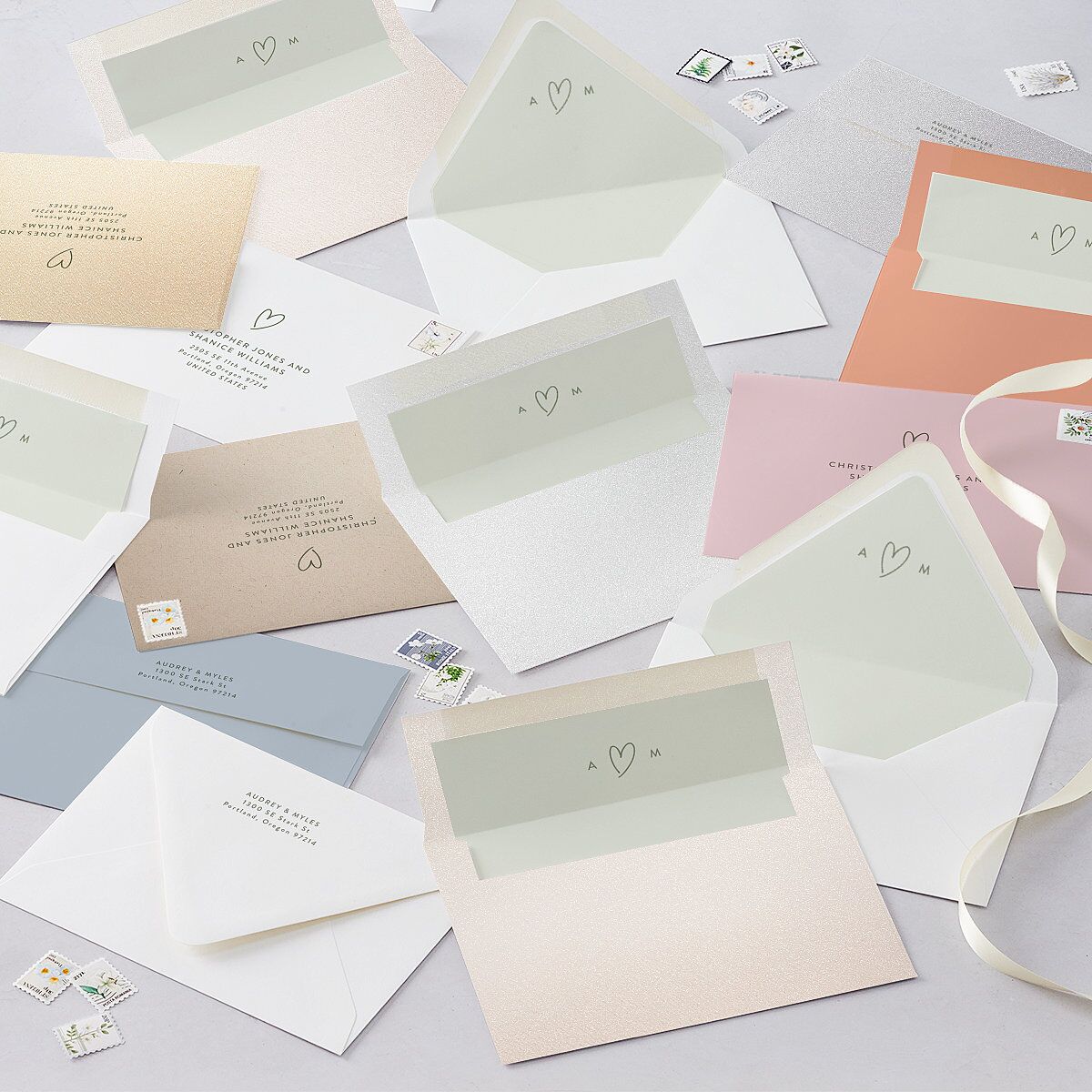 Elegant Heart Wedding Invitations Thyme Signature Blank No Standard