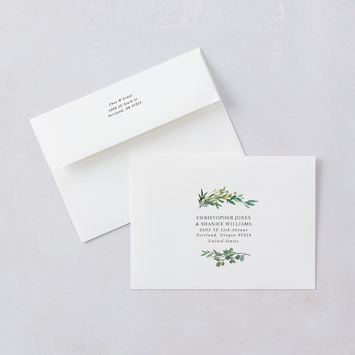 Leafy Hoops Save The Date Cards Eucalyptus Signature smooth Blank No Standard