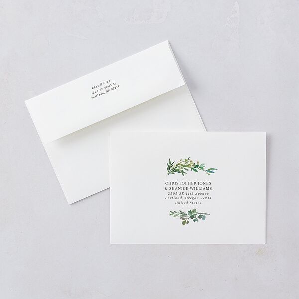 Leafy Hoops Save The Date Cards Eucalyptus Signature smooth Blank No Standard