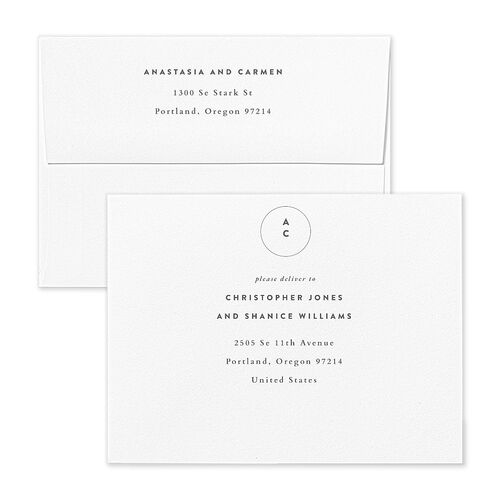 Subtle Romantic Thank You Card Envelopes White Standard Champagne Both Recipient and Return Addresses Signature