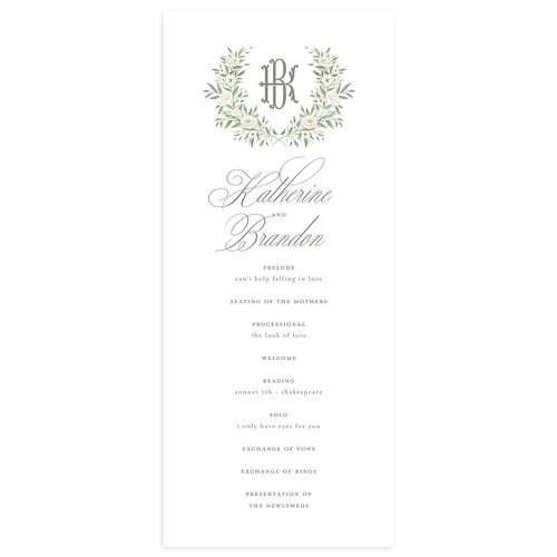 Luxury Floral Monogram Wedding Programs Cotton Signature
