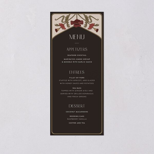 Vintage Nouveau Floral Menus Merlot Signature