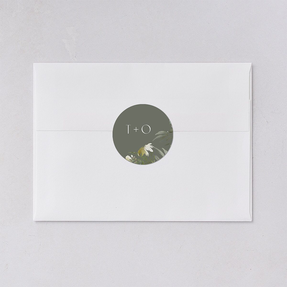 Gilded Greenery Wedding Stickers Deep Olive Circle