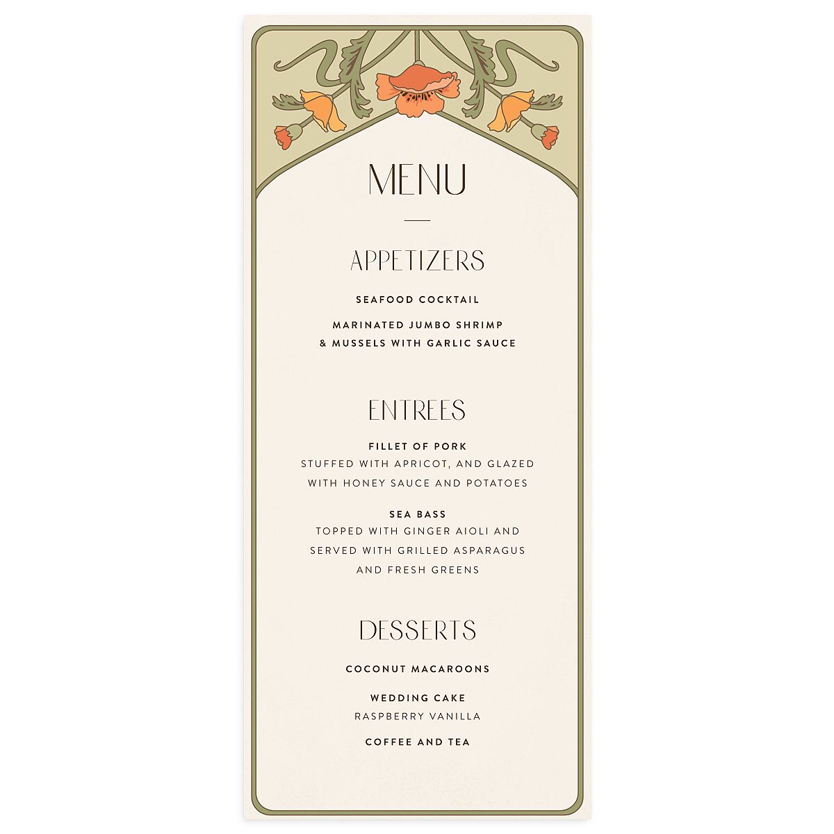 Vintage Nouveau Menus