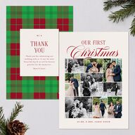 First Christmas Photo Gallery Holiday Cards Jewel Red Signature Blank Standard