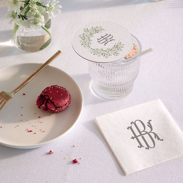Luxury Floral Monogram Wedding Day Coasters Cotton Cardboard Circle