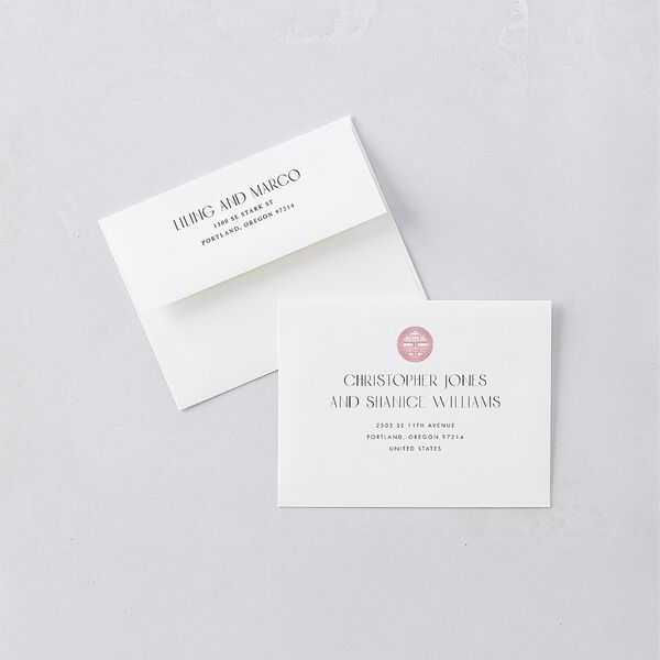 Chinese Lucky Circle Thank You Card Envelopes White True Red Both Recipient and Return Addresses Signature Standard