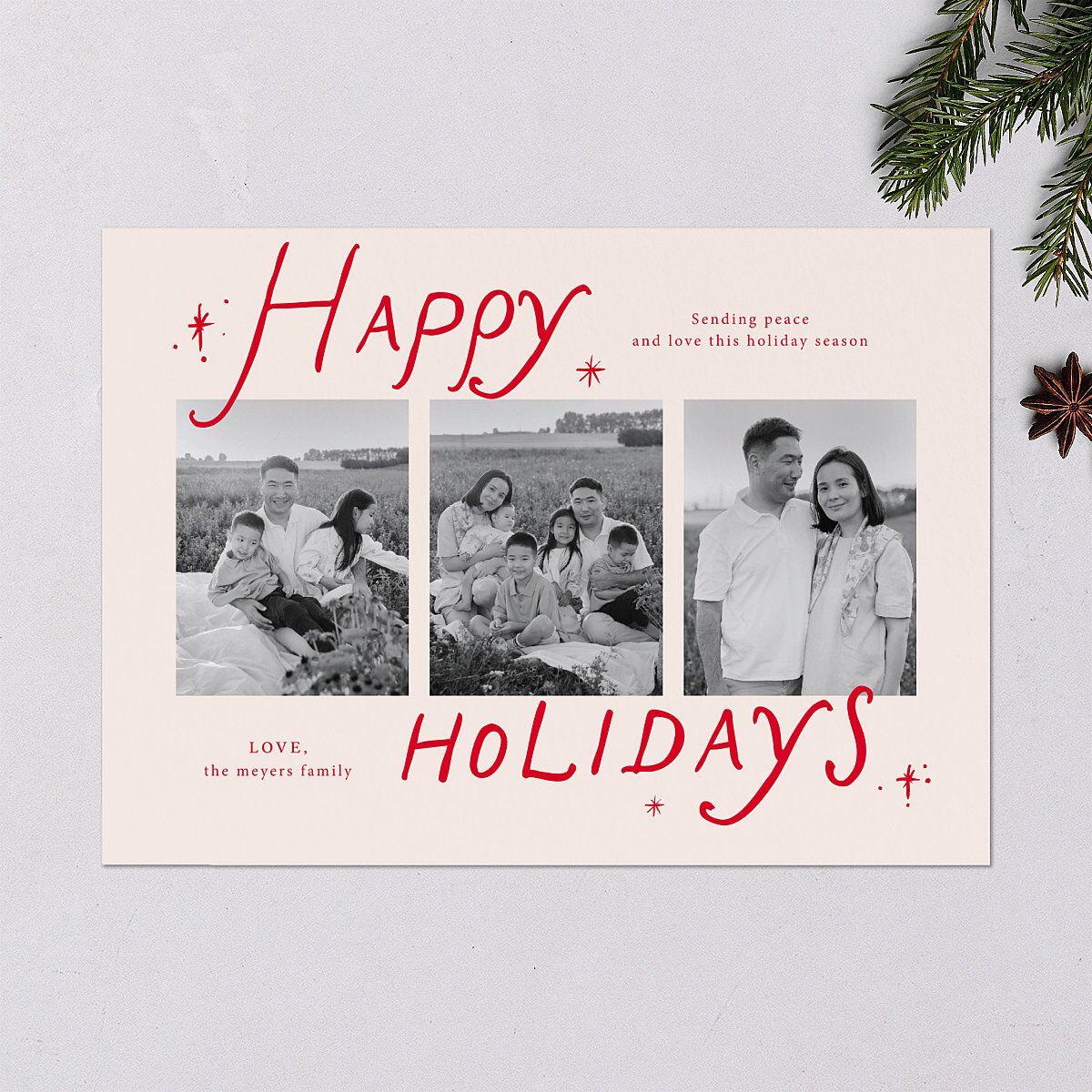 Whimsical Holiday Handwritten Holiday Cards Ruby Signature Blank Portrait Standard