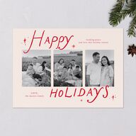 Whimsical Holiday Handwritten Holiday Cards Ruby Signature Blank Portrait  Standard
