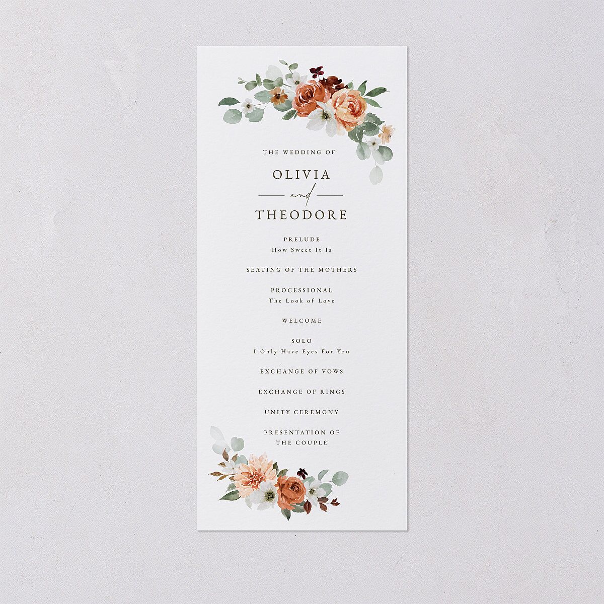 Eucalyptus Bouquet Wedding Programs Terracotta Signature