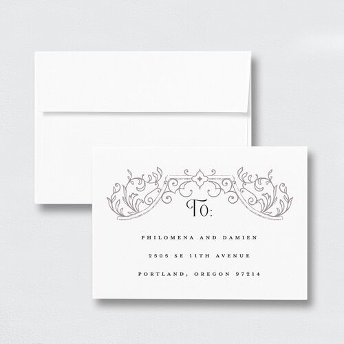 Gothic Gate Foil Response Card Envelopes White Standard Fog Return Address Signature