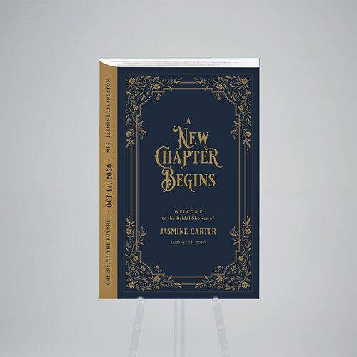 New Chapter Vintage Storybook Bridal Shower Standard Welcome Sign Large Moody Blue Standard Indoor Foam Core L Welcome