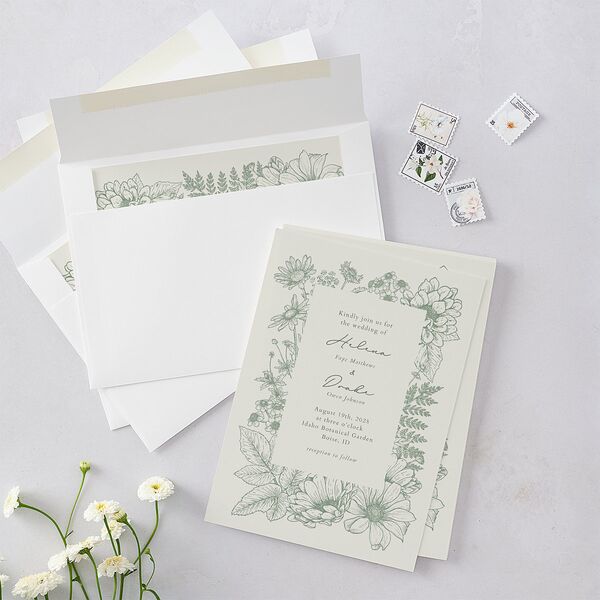 Rustic Botanical Frame Wedding Invitations Moss Signature Blank No Standard