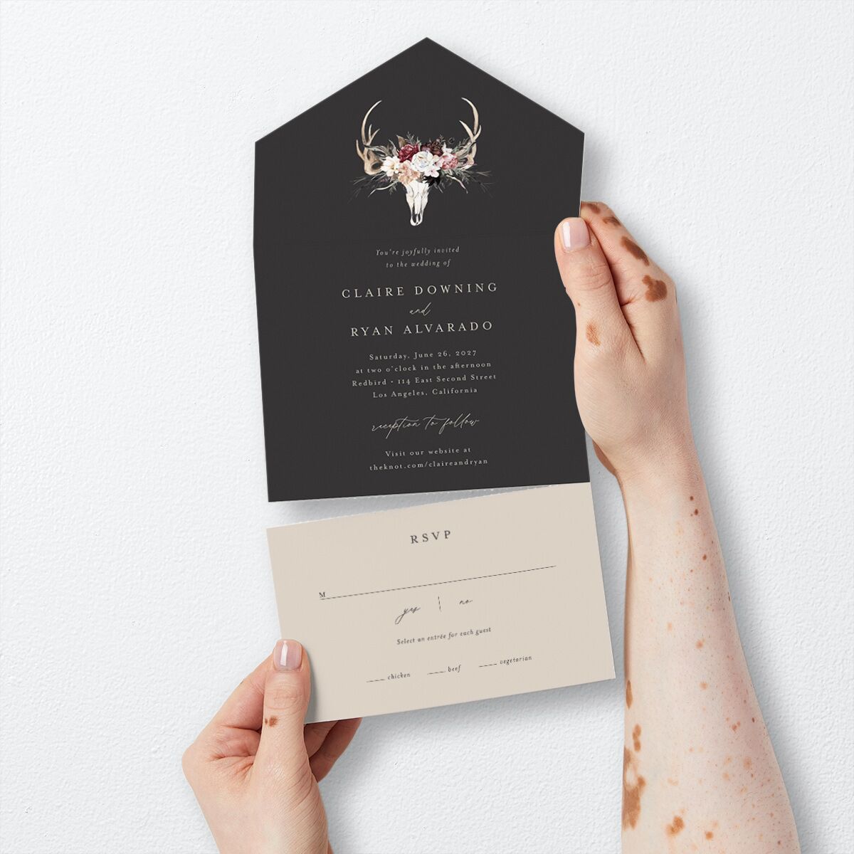 Gothic Antlers All-in-One Wedding Invitations — view 3
