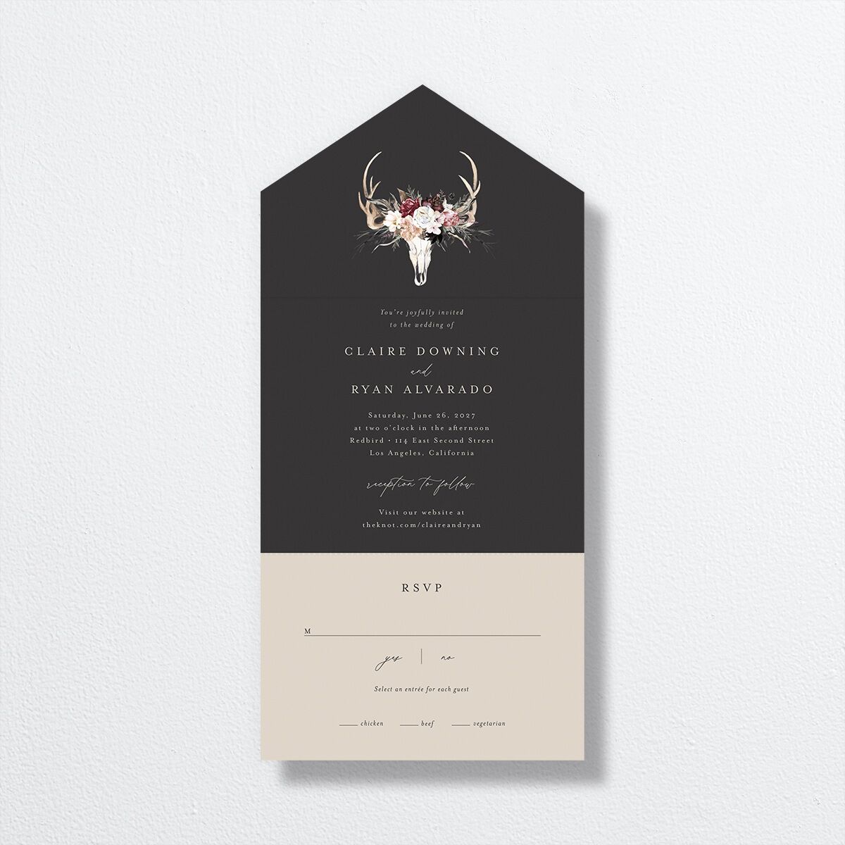 Gothic Antlers All-in-One Wedding Invitations — view 1