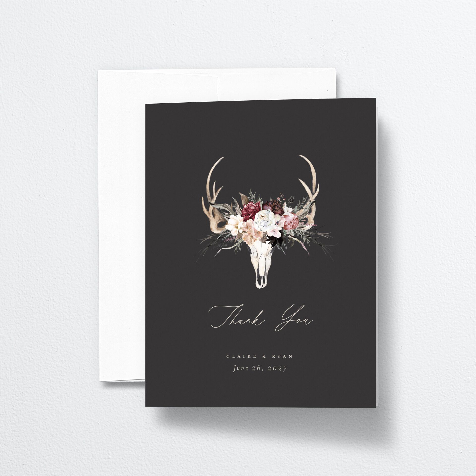 Gothic Antlers Thank You Cards — view 1