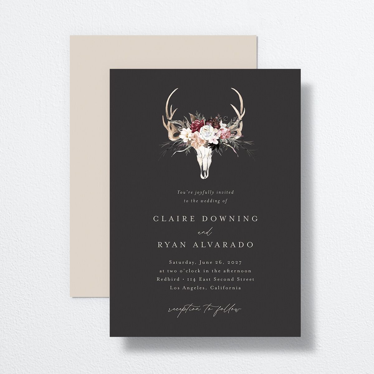 Gothic Antlers Wedding Invitations Bisque Signature No