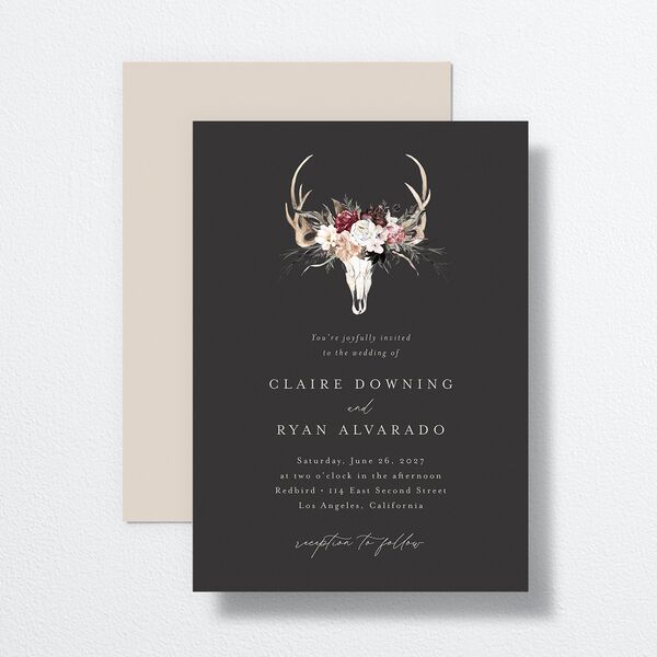 Gothic Antlers Wedding Invitations Bisque Signature No