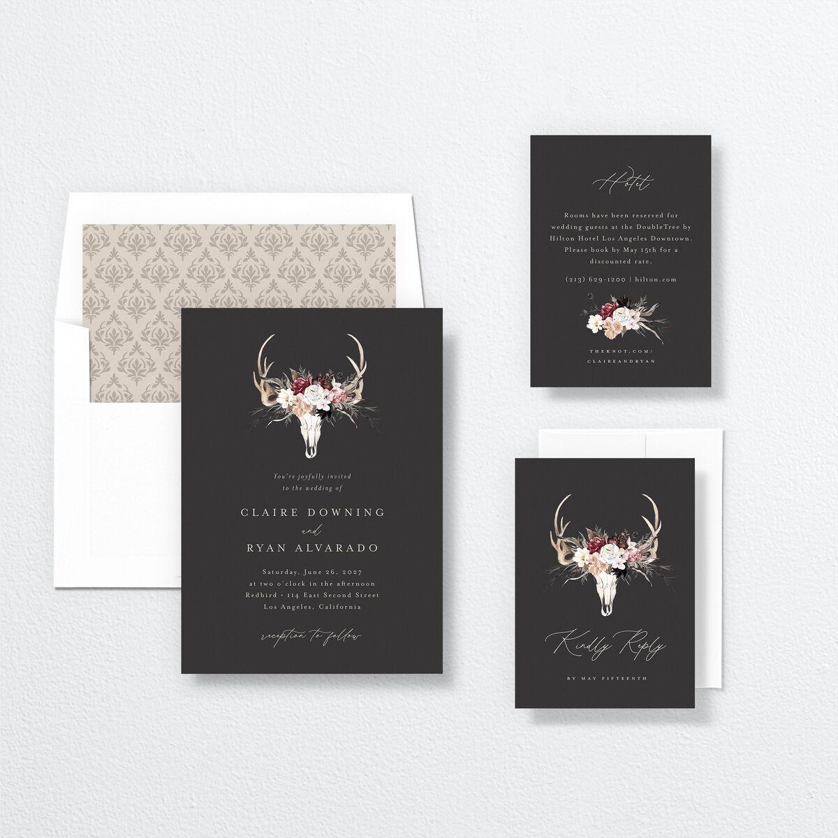 Gothic Antlers Wedding Invitations Bisque Signature No