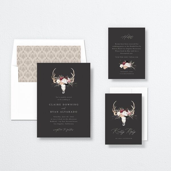 Gothic Antlers Wedding Invitations Bisque Signature No