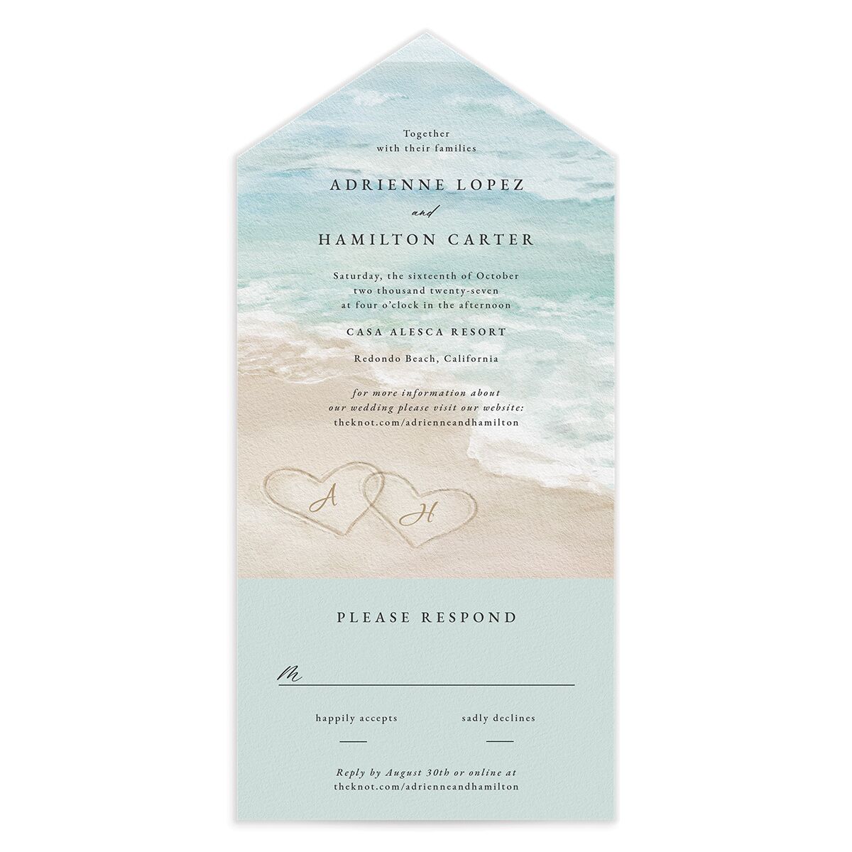 Beach Monogram All-in-One Wedding Invitations