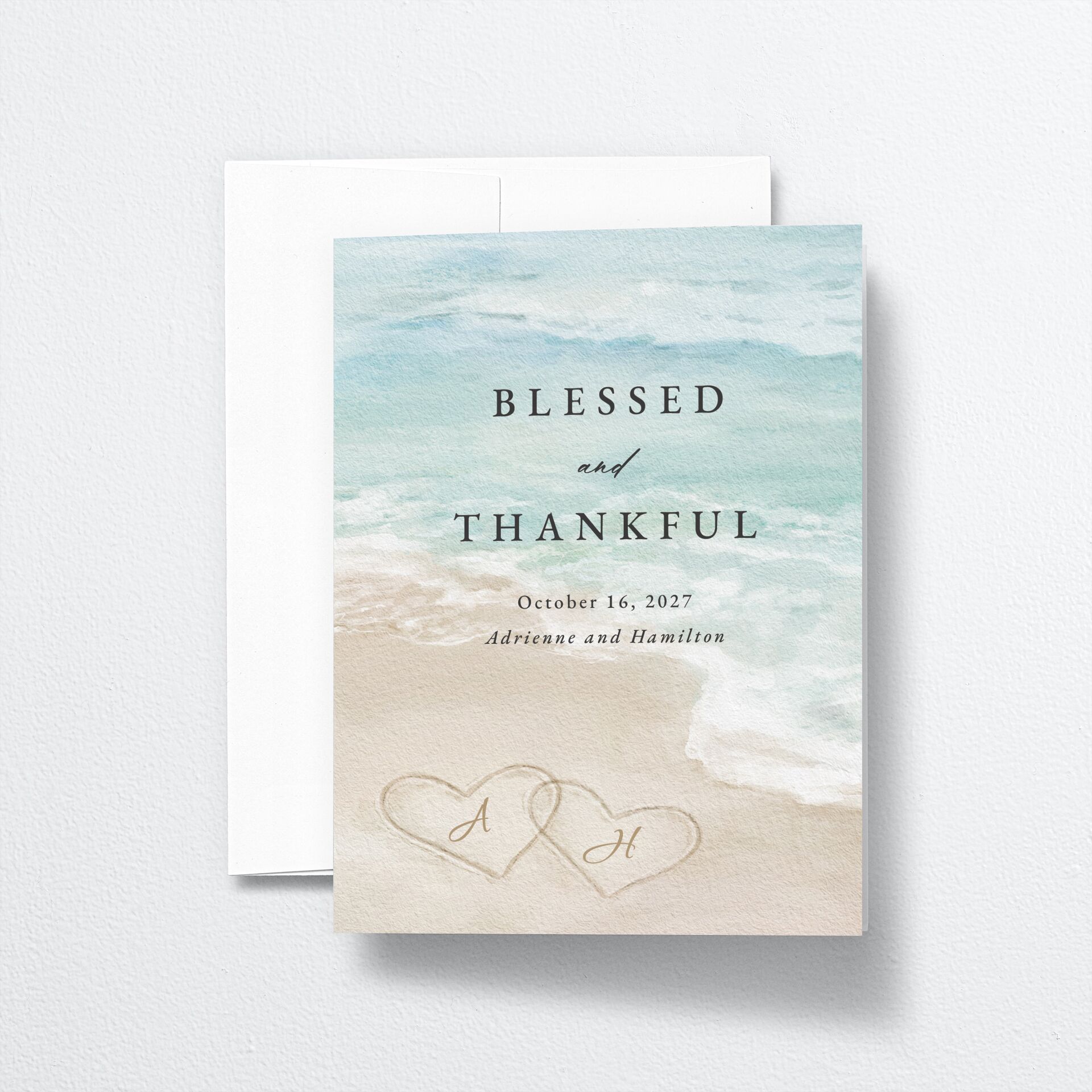 Beach Monogram Thank You Cards — view 1