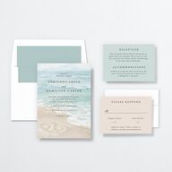 Beach Monogram Wedding Invitations Pale Blue Signature No