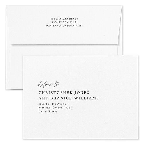 Captured Love Save The Date Card Envelopes Blue Pure White Return Address Signature Standard