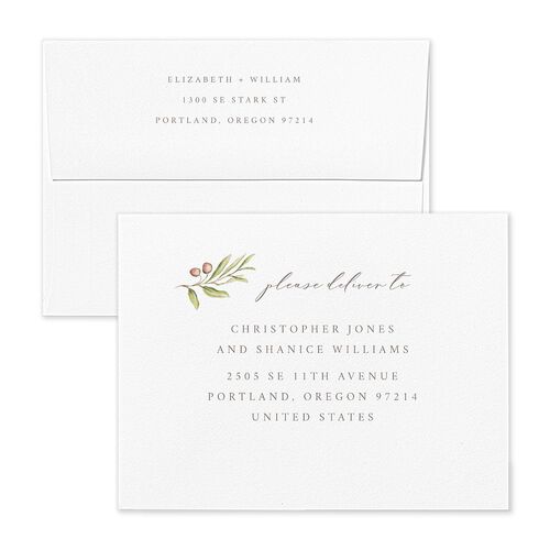 Painted Winery Thank You Card Envelopes Kraft Almond Both Recipient and Return Addresses Signature Standard