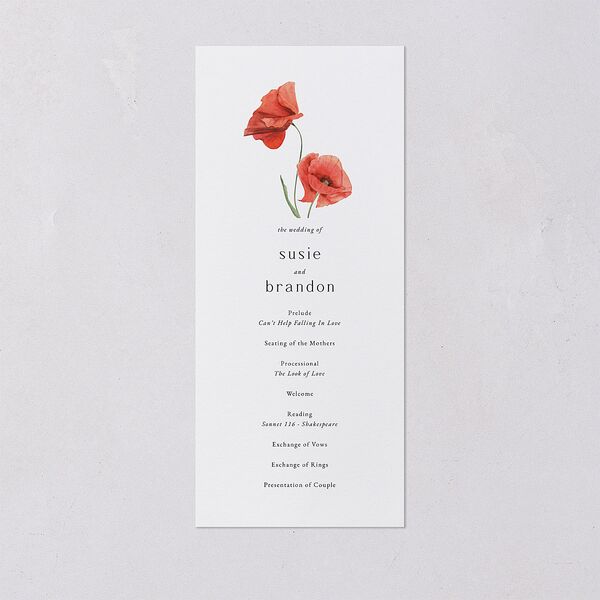 Wild Poppies Wedding Programs Pure White Signature