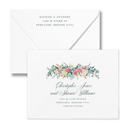 Glamorous Regency Garden Thank You Card Euro Envelopes by Bridgerton White Deep Lake Both Recipient and Return Addresses Luxe Signature