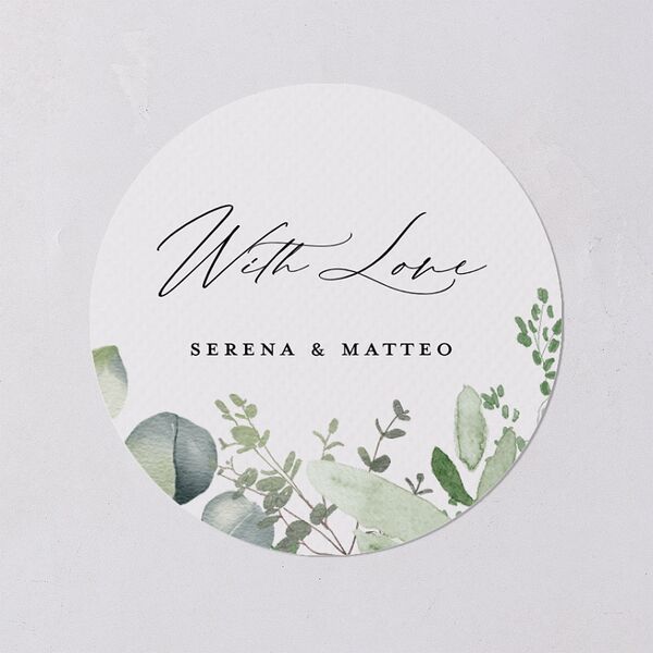 Shining Greenery Wedding Stickers Off-White Circle