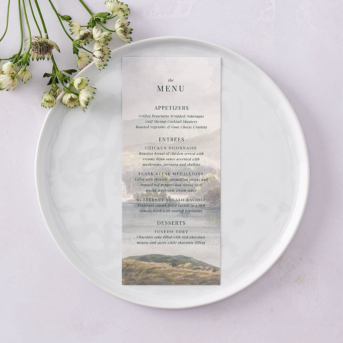 Vintage Landscape Menus Dark Green Signature