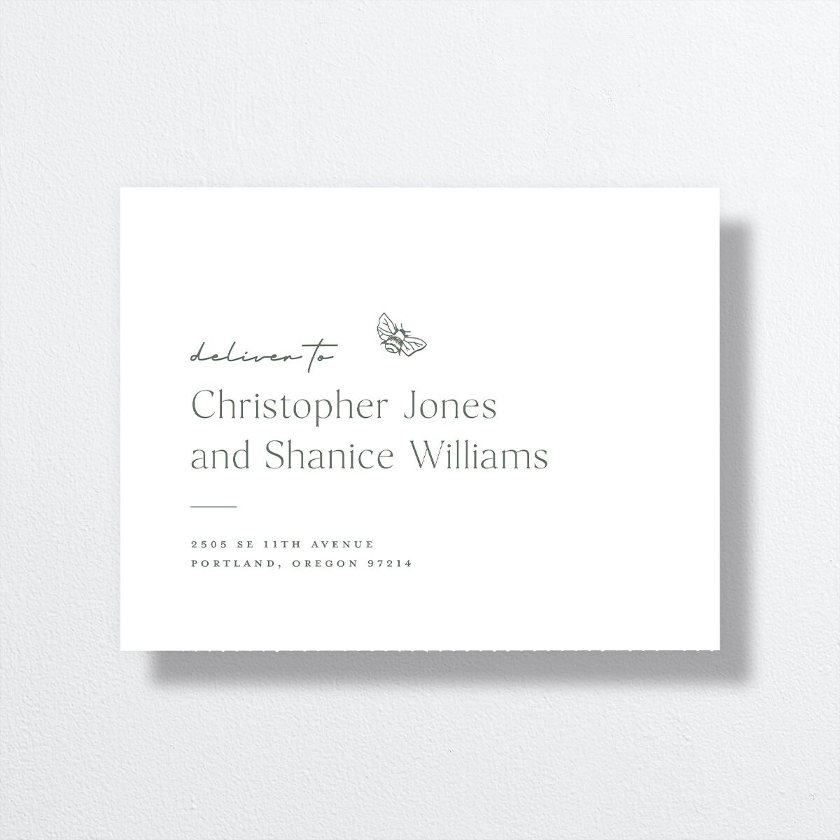 Simple Modern Wildflowers All-in-One Wedding Invitations Deep Olive Signature Light Both Recipient and Return Addresses No