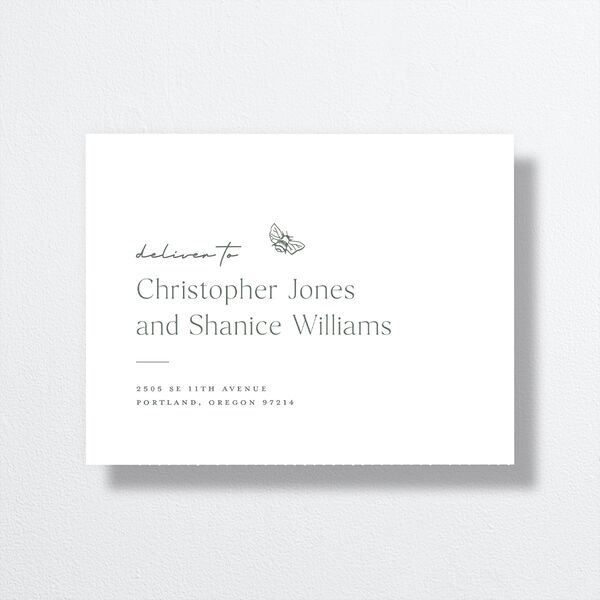 Simple Modern Wildflowers All-in-One Wedding Invitations Deep Olive Signature Light Both Recipient and Return Addresses No