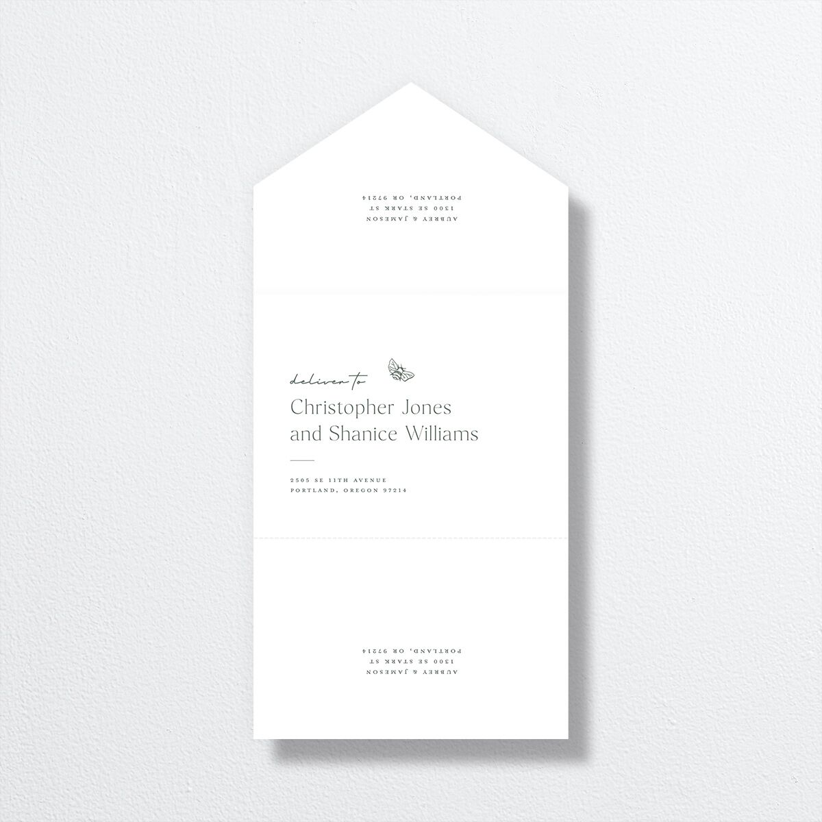 Simple Modern Wildflowers All-in-One Wedding Invitations Deep Olive Signature Light Both Recipient and Return Addresses No