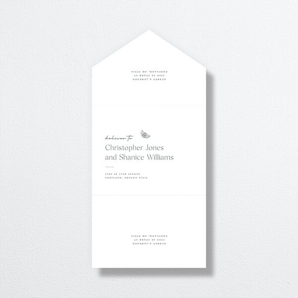 Simple Modern Wildflowers All-in-One Wedding Invitations Deep Olive Signature Light Both Recipient and Return Addresses No