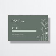 Simple Modern Wildflowers All-in-One Wedding Invitations Deep Olive Signature Light Both Recipient and Return Addresses No