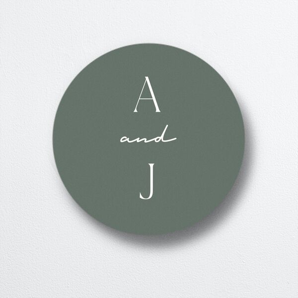 Simple Modern Wildflowers Wedding Stickers Deep Olive