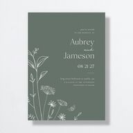 Simple Modern Wildflowers Wedding Invitations Deep Olive Signature No Standard