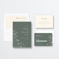 Simple Modern Wildflowers Wedding Invitations Deep Olive Signature No Standard