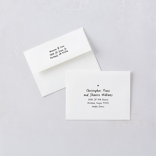 Hand Drawn Photo Strip Save the Date Magnet Envelopes White Pure White Both Recipient and Return Addresses Signature Standard