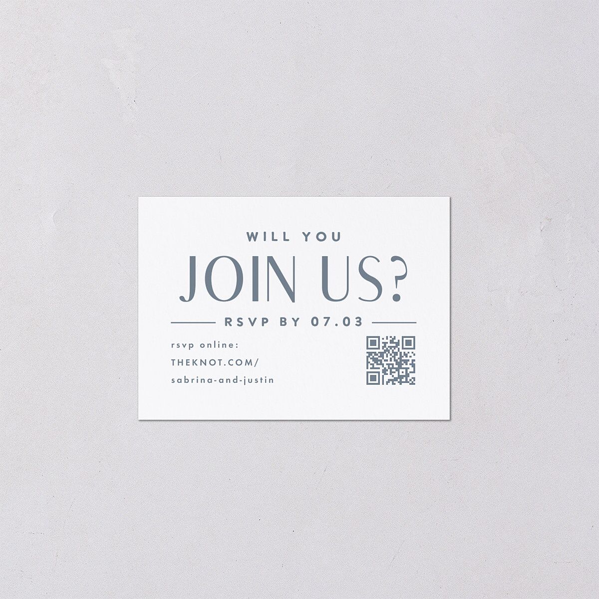 Destination Photo Poster QR Code RSVP Cards Dusty Blue Signature Standard
