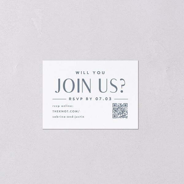 Destination Photo Poster QR Code RSVP Cards Dusty Blue Signature Standard