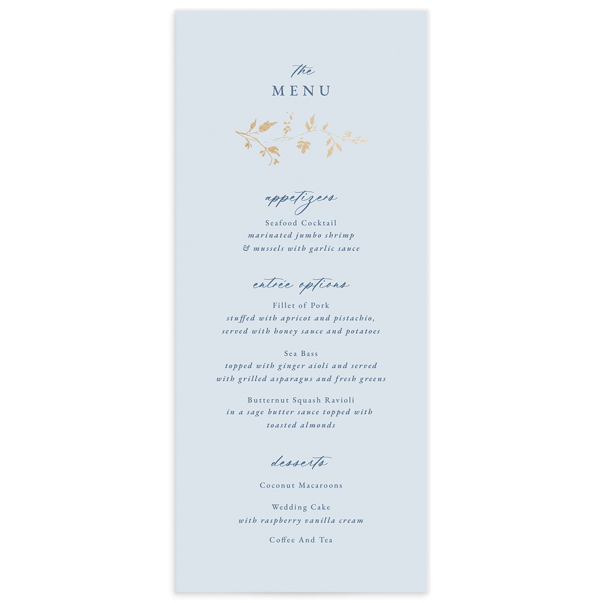 Timeless Floral Foil Menus
