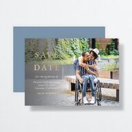 Timeless Floral Foil Save the Date Cards Gold Dusty Blue Signature smooth No