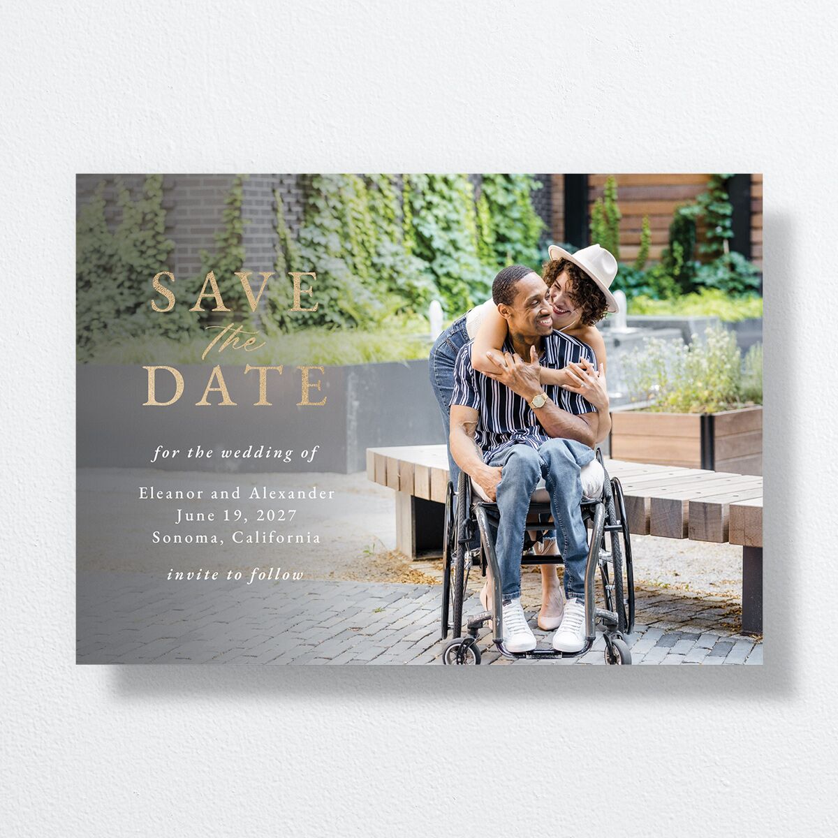 Timeless Floral Foil Save the Date Cards Gold Dusty Blue Signature smooth No