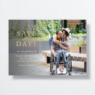 Timeless Floral Foil Save the Date Cards Gold Dusty Blue Signature smooth No