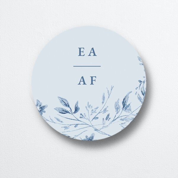 Timeless Floral Foil Wedding Stickers Dusty Blue